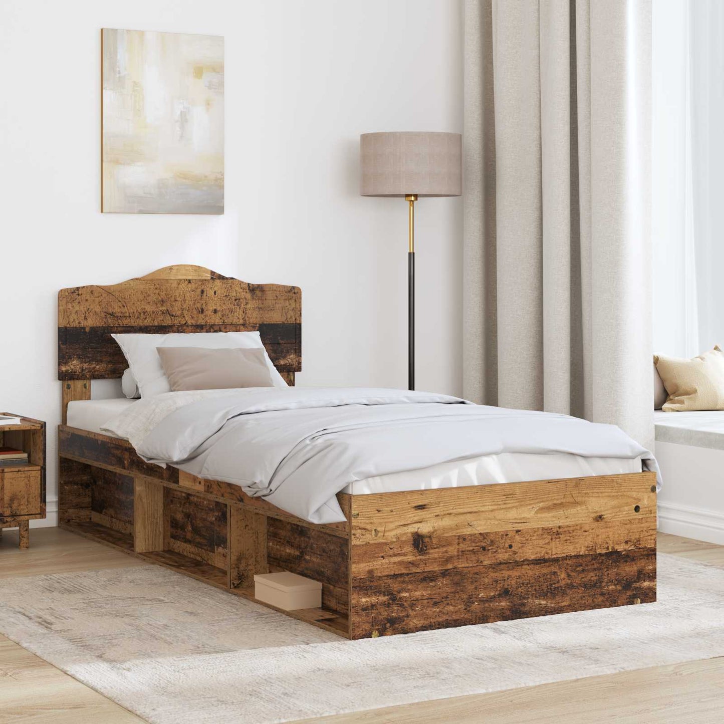 Struttura del letto Legno vecchio 90 x 190 cm Pino massello | homemem39