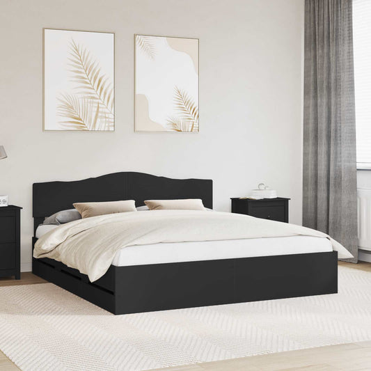Struttura del letto Nero 200 x 200 cm Legno Ingegnerizzato | homemem39