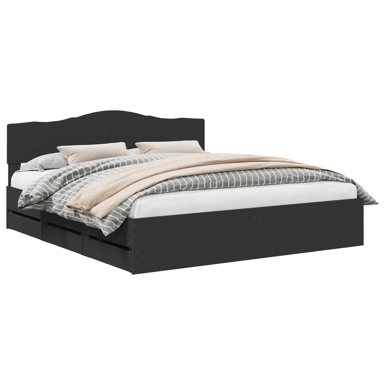 Struttura del letto Nero 200 x 200 cm Legno Ingegnerizzato | homemem39
