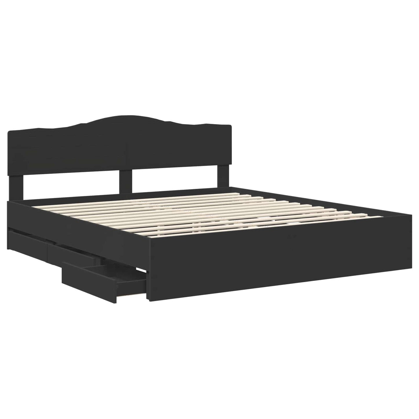Struttura del letto Nero 200 x 200 cm Legno Ingegnerizzato | homemem39