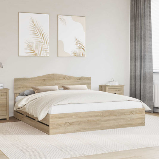 Struttura del letto con cassetto Rovere Sonoma 200 x 200 cm | homemem39