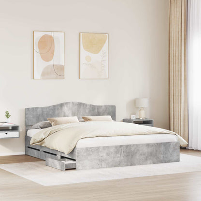 Struttura del letto con cassetto Grigio cemento 200 x 200 cm | homemem39