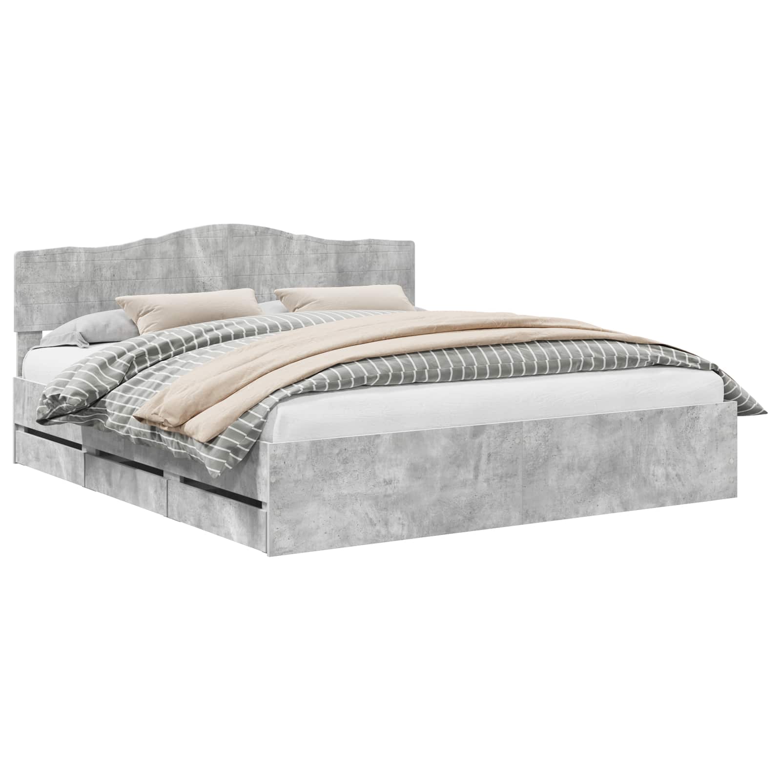 Struttura del letto con cassetto Grigio cemento 200 x 200 cm | homemem39