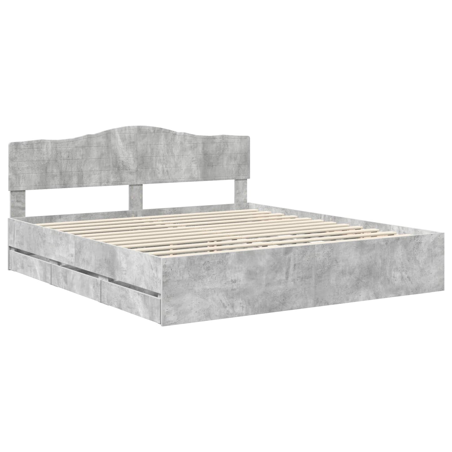 Struttura del letto con cassetto Grigio cemento 200 x 200 cm | homemem39