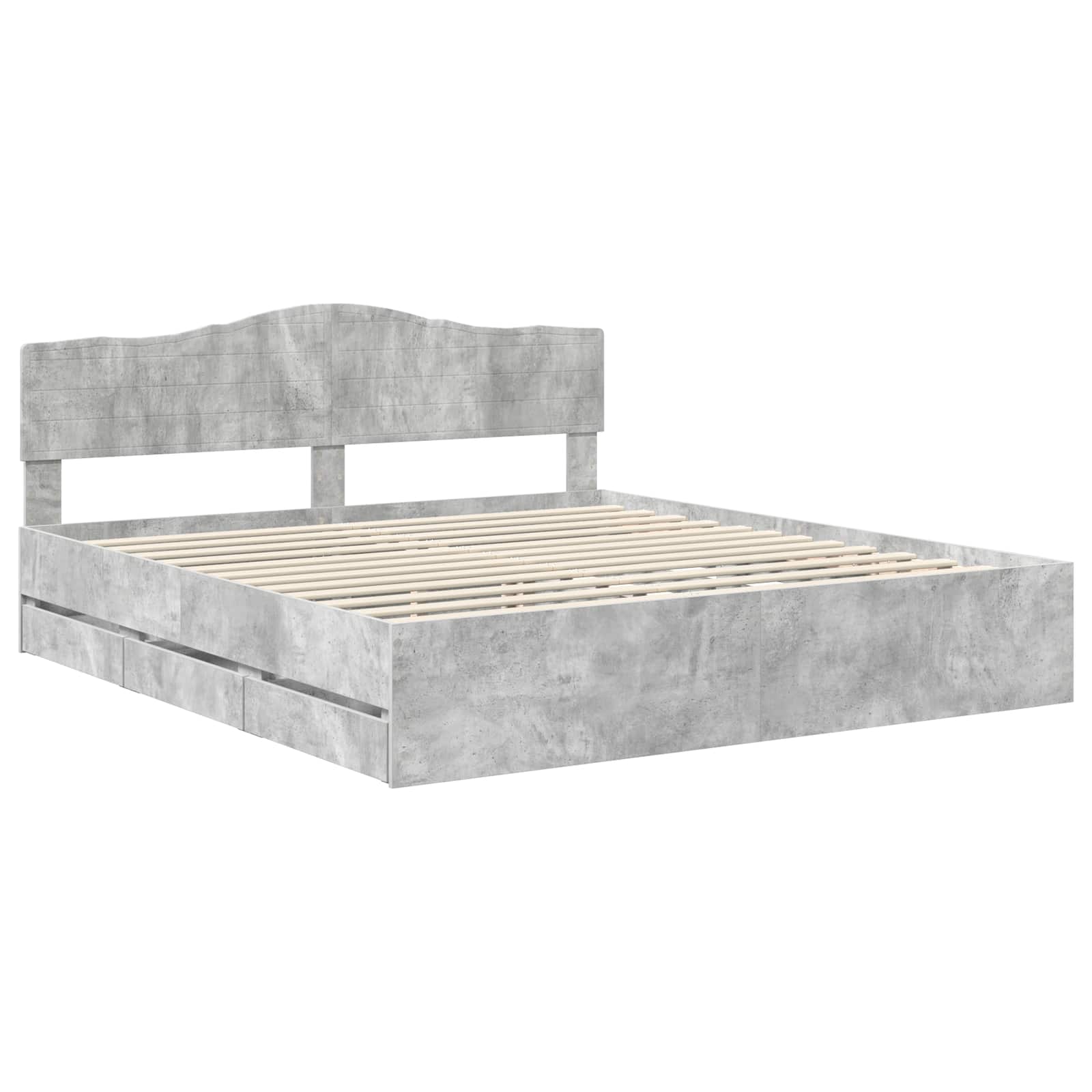 Struttura del letto con cassetto Grigio cemento 200 x 200 cm | homemem39