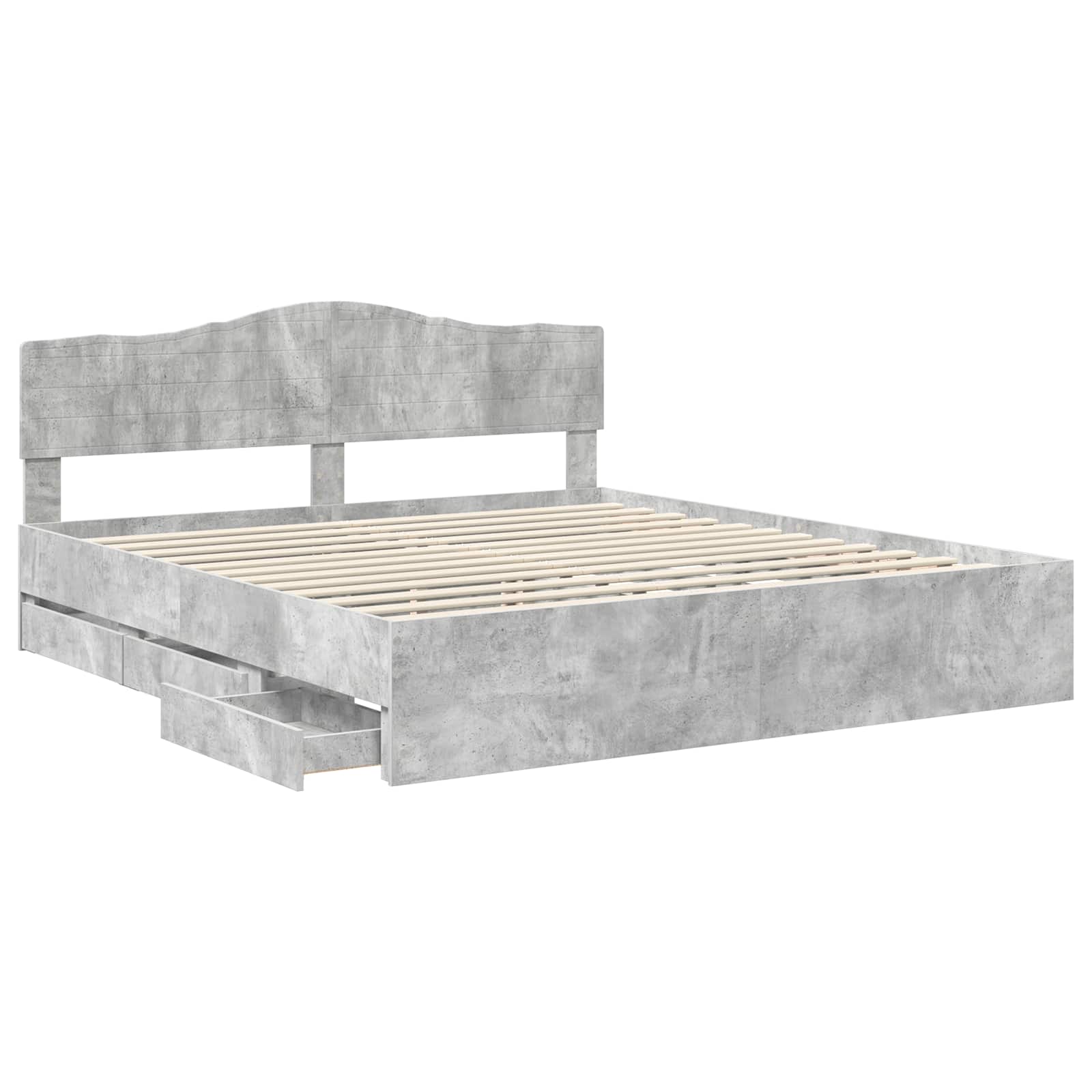 Struttura del letto con cassetto Grigio cemento 200 x 200 cm | homemem39