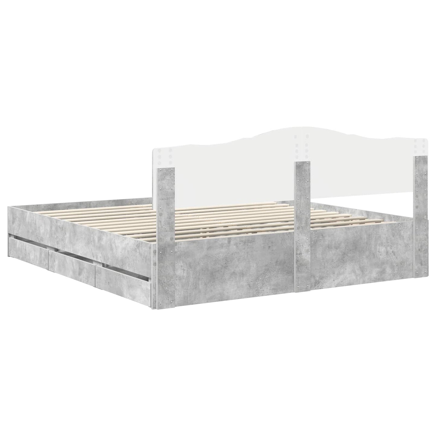 Struttura del letto con cassetto Grigio cemento 200 x 200 cm | homemem39