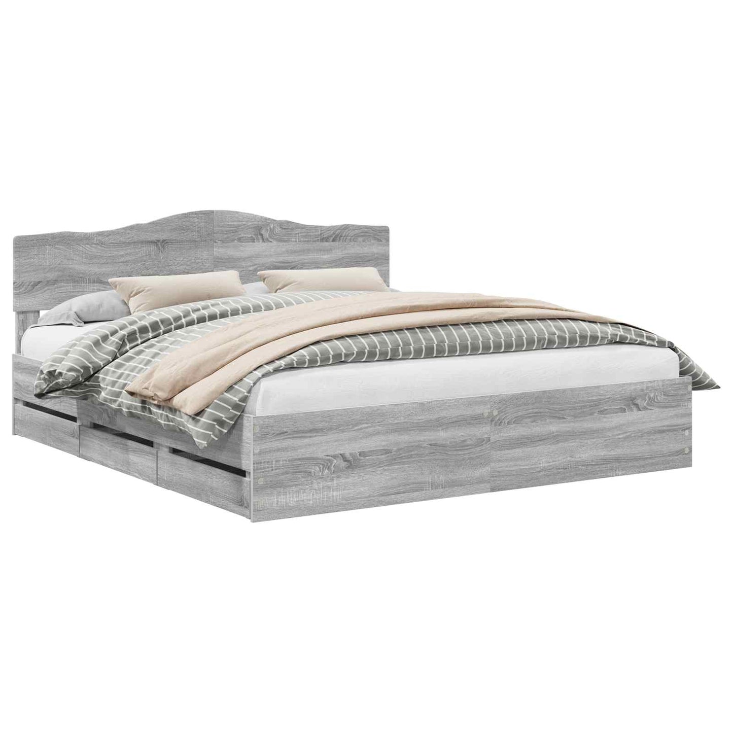 Struttura del letto con cassetto Grigio Sonoma 200 x 200 cm | homemem39