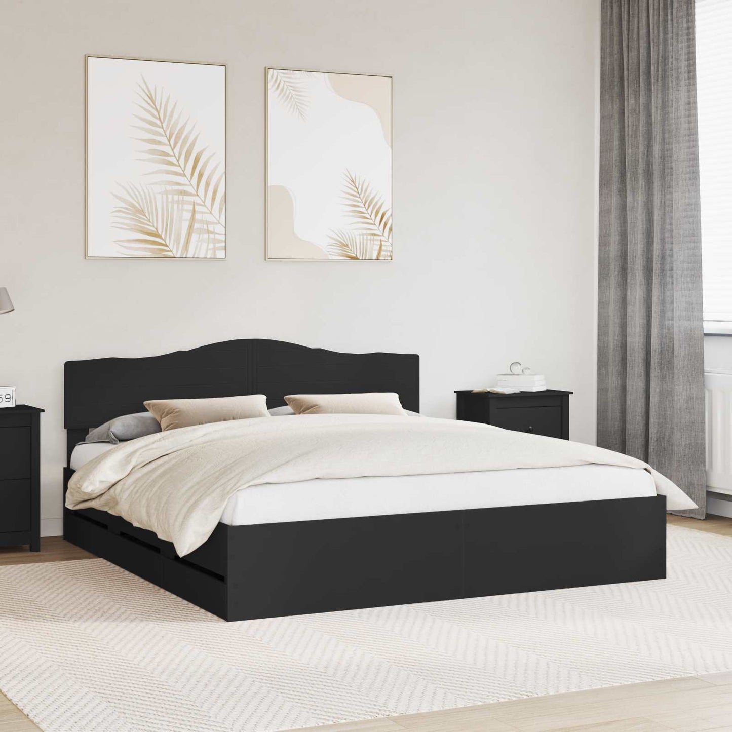 Struttura del letto Nero 180 x 200 cm Legno Ingegnerizzato | homemem39
