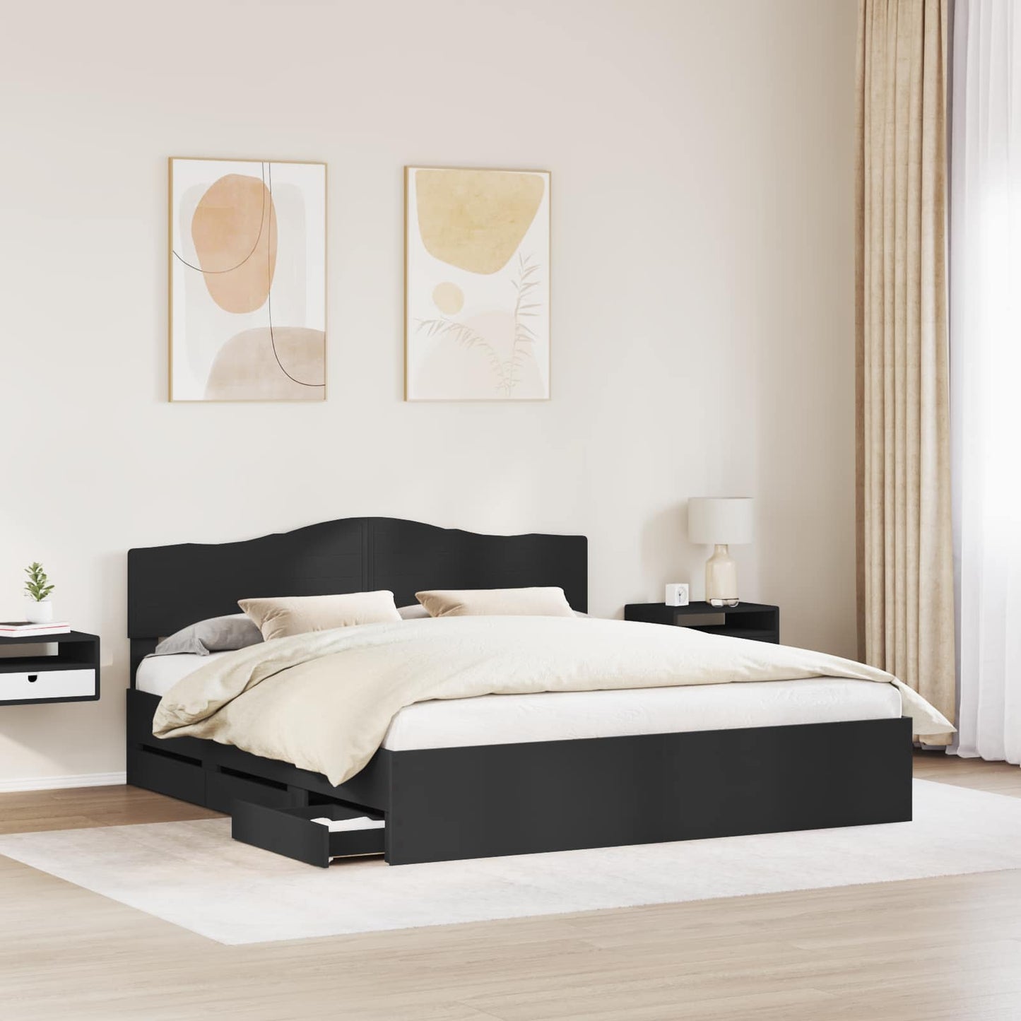 Struttura del letto Nero 180 x 200 cm Legno Ingegnerizzato | homemem39