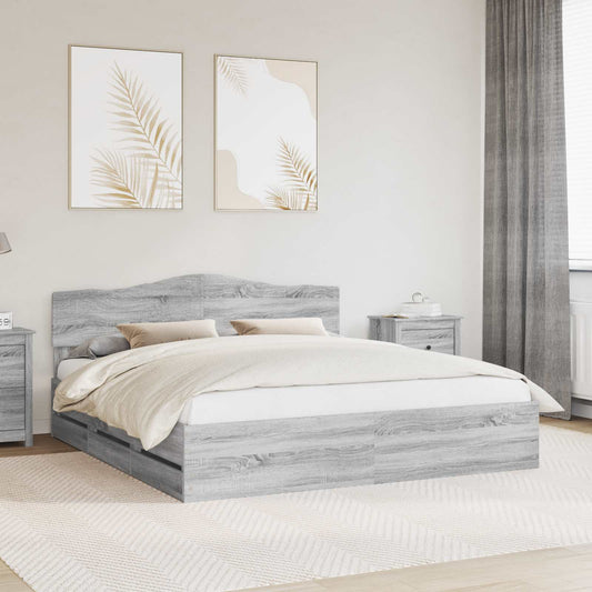 Struttura del letto con cassetto Grigio Sonoma 180 x 200 cm | homemem39