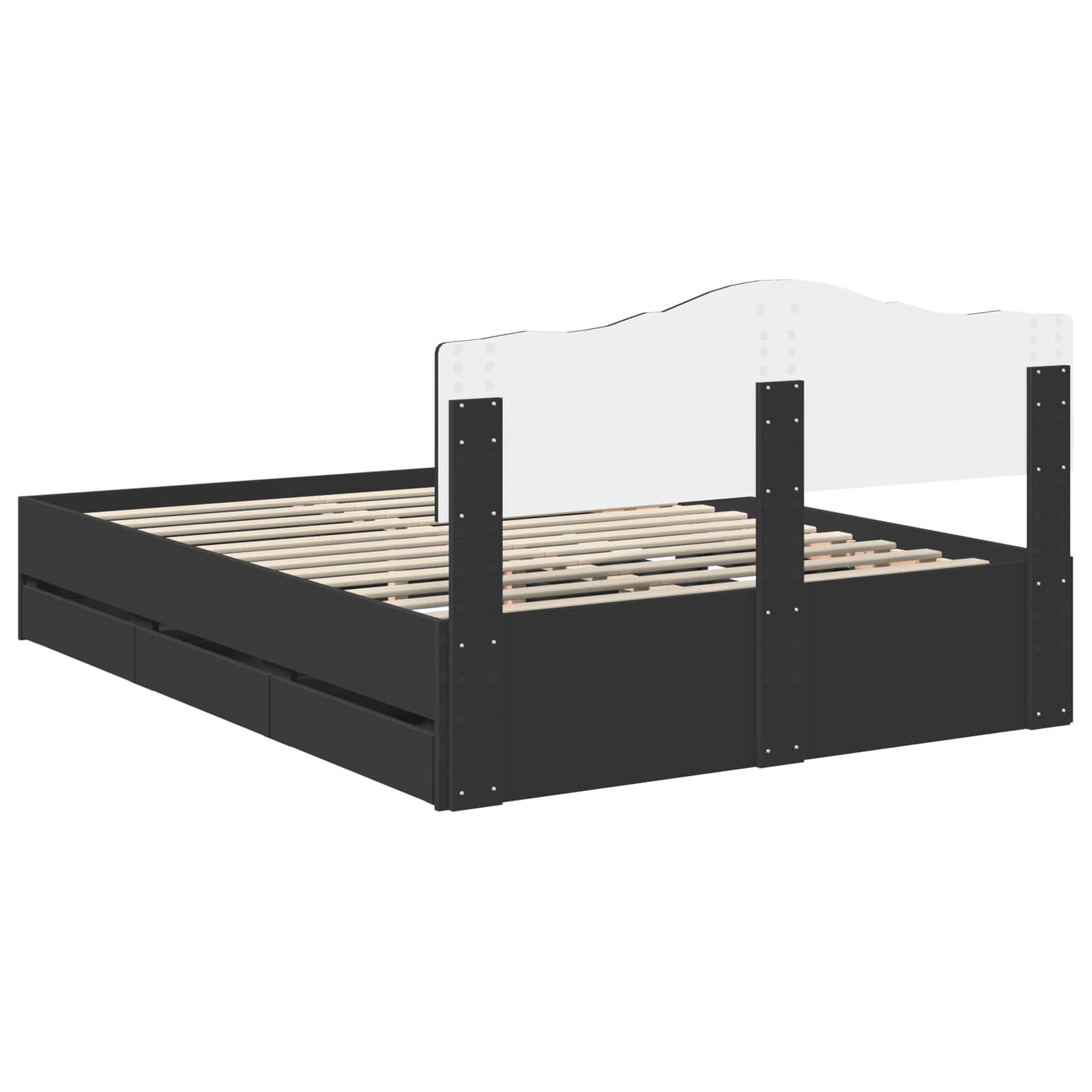 Struttura del letto Nero 160 x 200 cm Legno Ingegnerizzato | homemem39