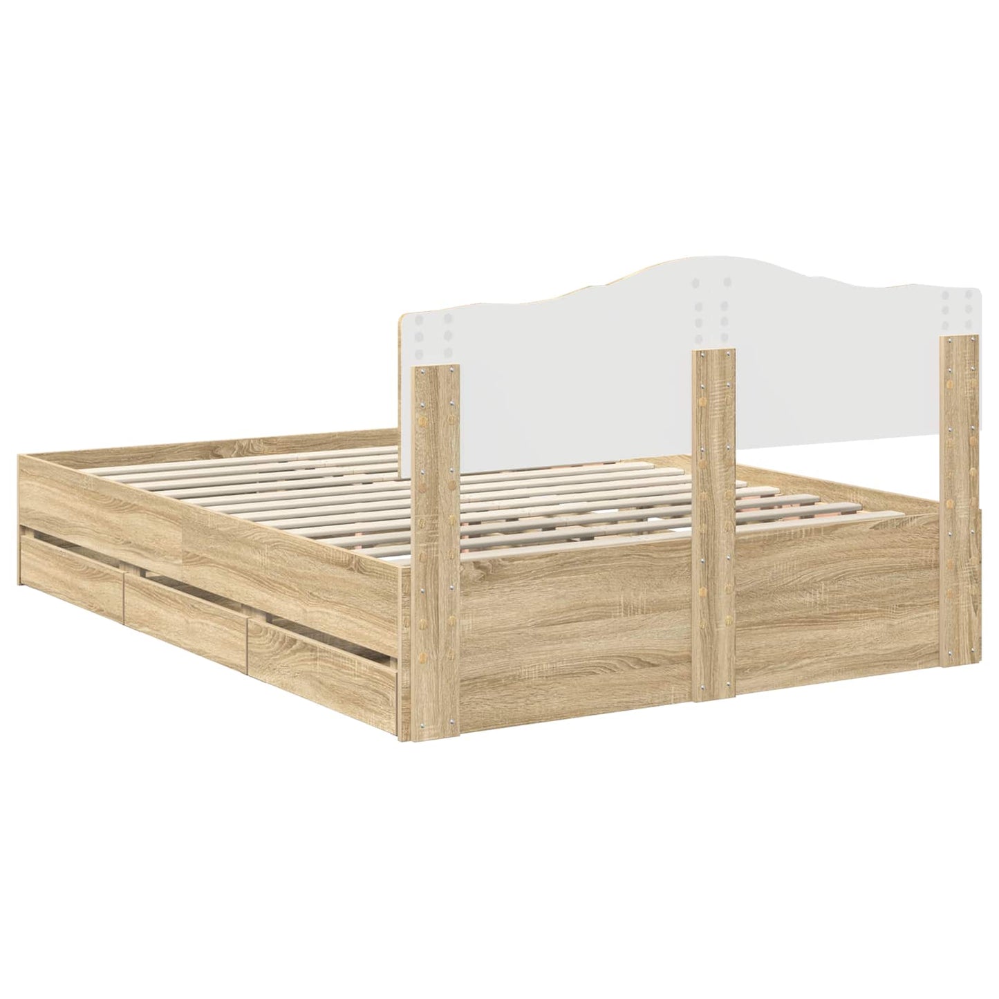 Struttura del letto con cassetto Rovere Sonoma 150 x 200 cm | homemem39