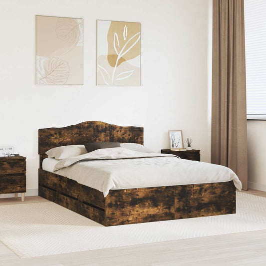 Struttura del letto con cassetto Rovere fumé 150 x 200 cm | homemem39