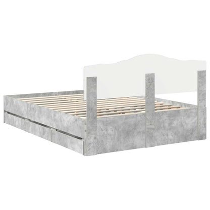 Struttura del letto con cassetto Grigio cemento 140 x 190 cm