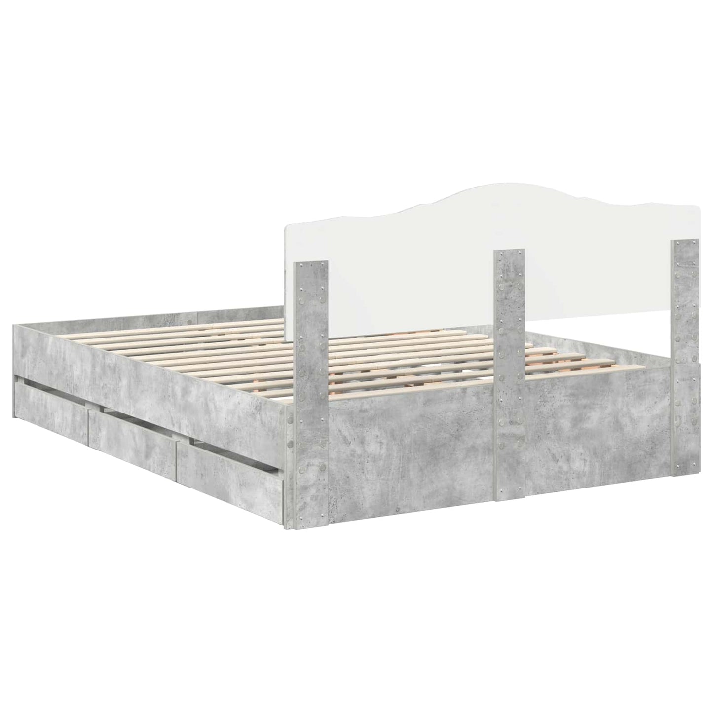Struttura del letto con cassetto Grigio cemento 140 x 200 cm