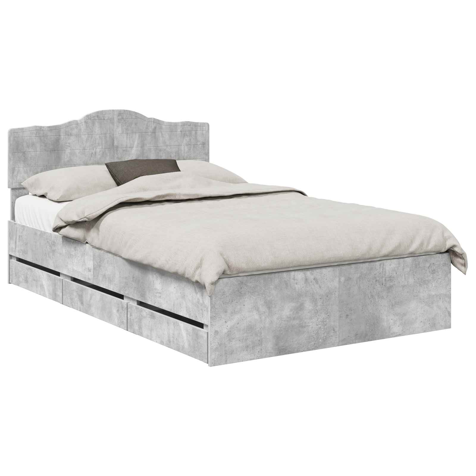 Struttura del letto con cassetto Grigio cemento 135 x 190 cm | homemem39