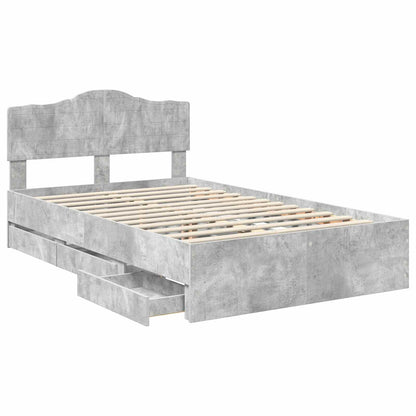 Struttura del letto con cassetto Grigio cemento 135 x 190 cm | homemem39