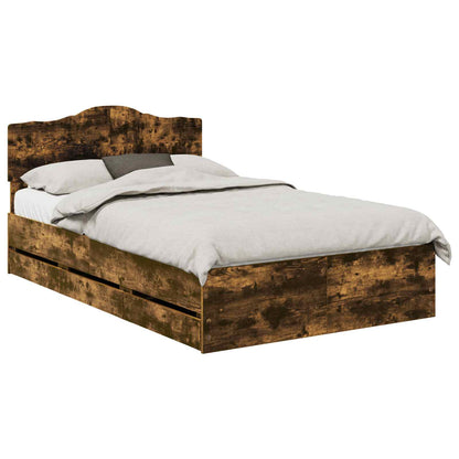 Struttura del letto con cassetto Rovere fumé 135 x 190 cm | homemem39