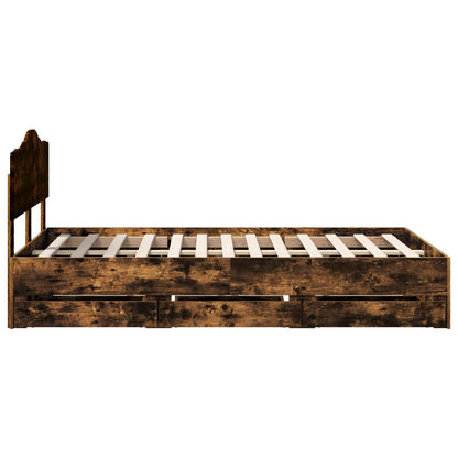 Struttura del letto con cassetto Rovere fumé 135 x 190 cm | homemem39