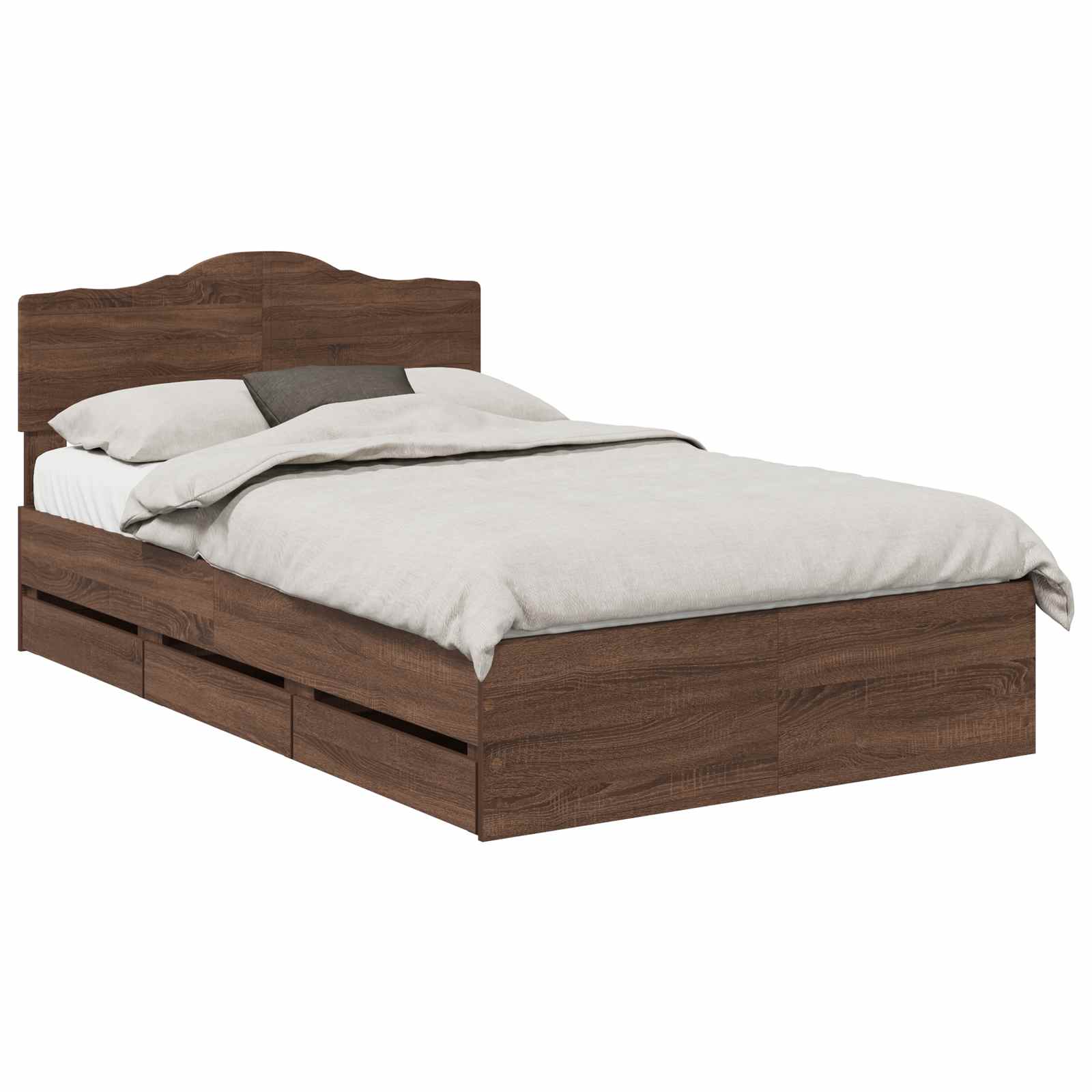 Struttura del letto con cassetto Rovere Marrone 135 x 190 cm | homemem39