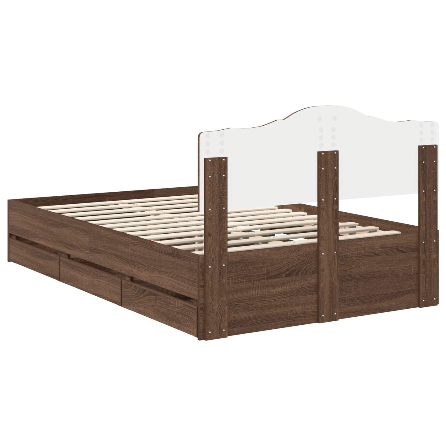 Struttura del letto con cassetto Rovere Marrone 135 x 190 cm | homemem39