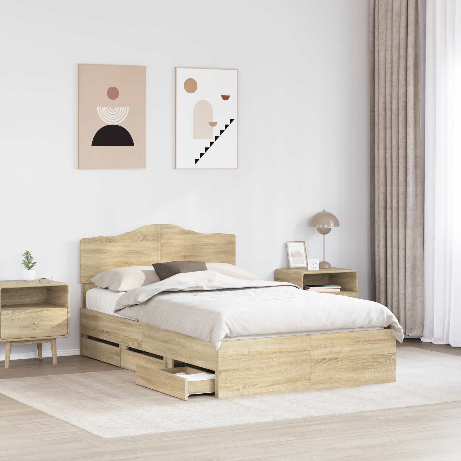Struttura del letto con cassetto Rovere Sonoma 120 x 200 cm | homemem39