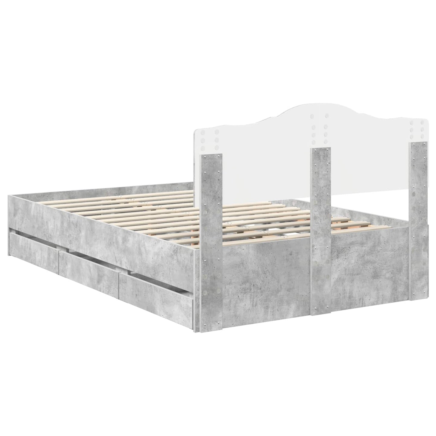 Struttura del letto con cassetto Grigio cemento 120 x 190 cm