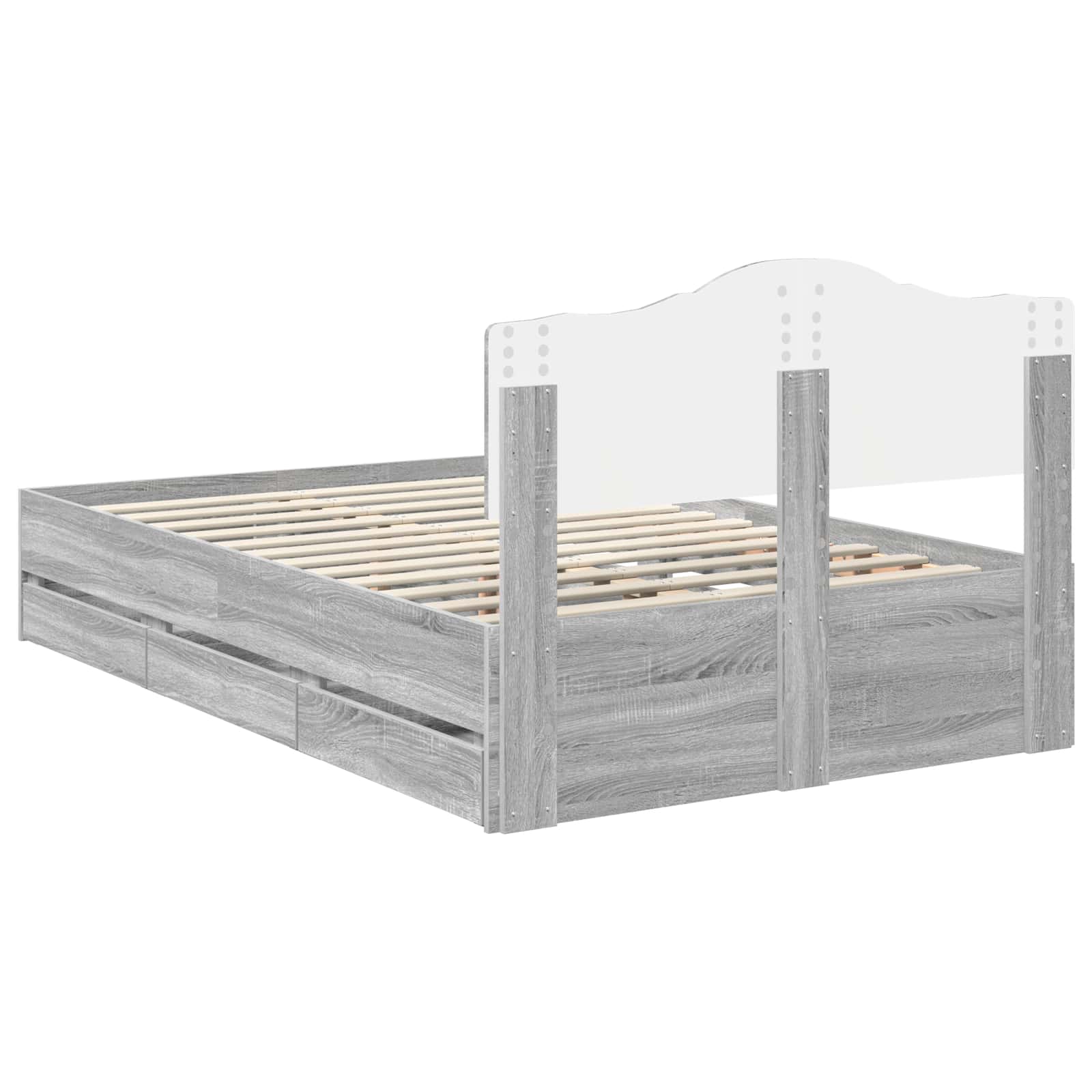 Struttura del letto con cassetto Grigio Sonoma 120 x 190 cm | homemem39
