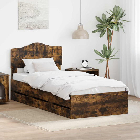 Struttura del letto con cassetto Rovere fumé 100 x 200 cm | homemem39