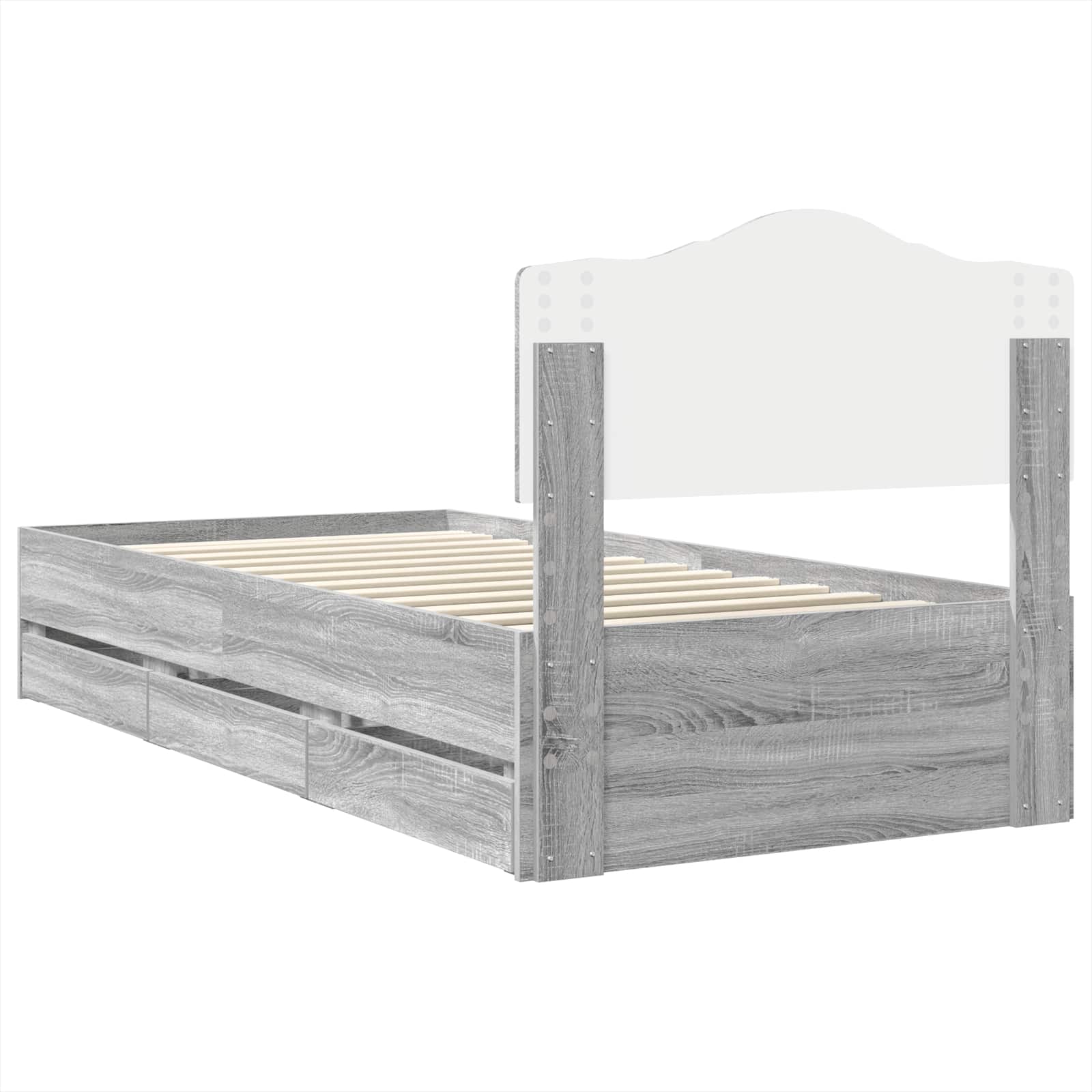 Struttura del letto con cassetto Grigio Sonoma 100 x 200 cm | homemem39