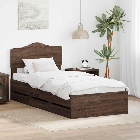 Struttura del letto con cassetto Rovere Marrone 100 x 200 cm | homemem39