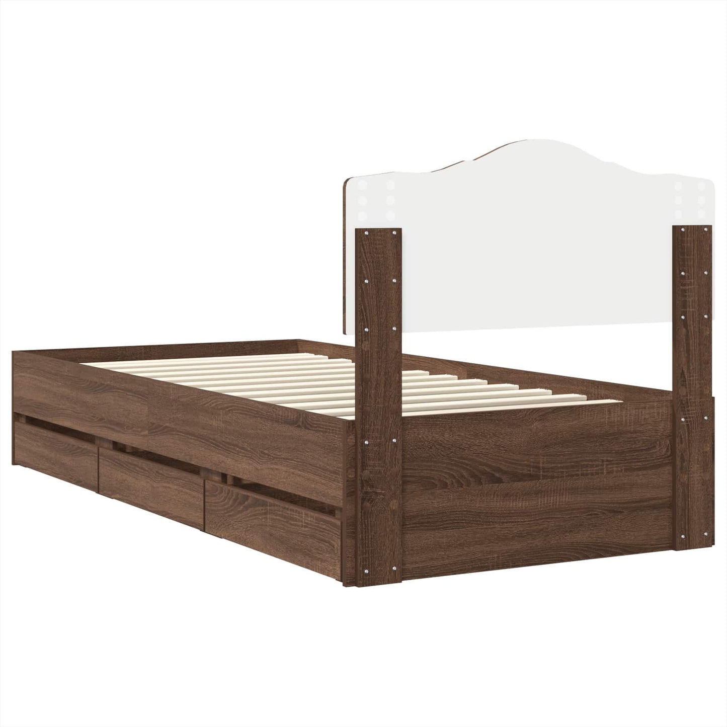 Struttura del letto con cassetto Rovere Marrone 100 x 200 cm | homemem39