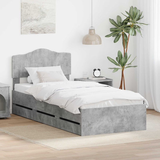 Struttura del letto con cassetto Grigio cemento 90 x 200 cm | homemem39