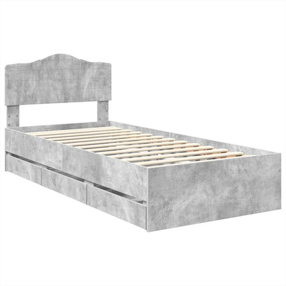 Struttura del letto con cassetto Grigio cemento 90 x 190 cm