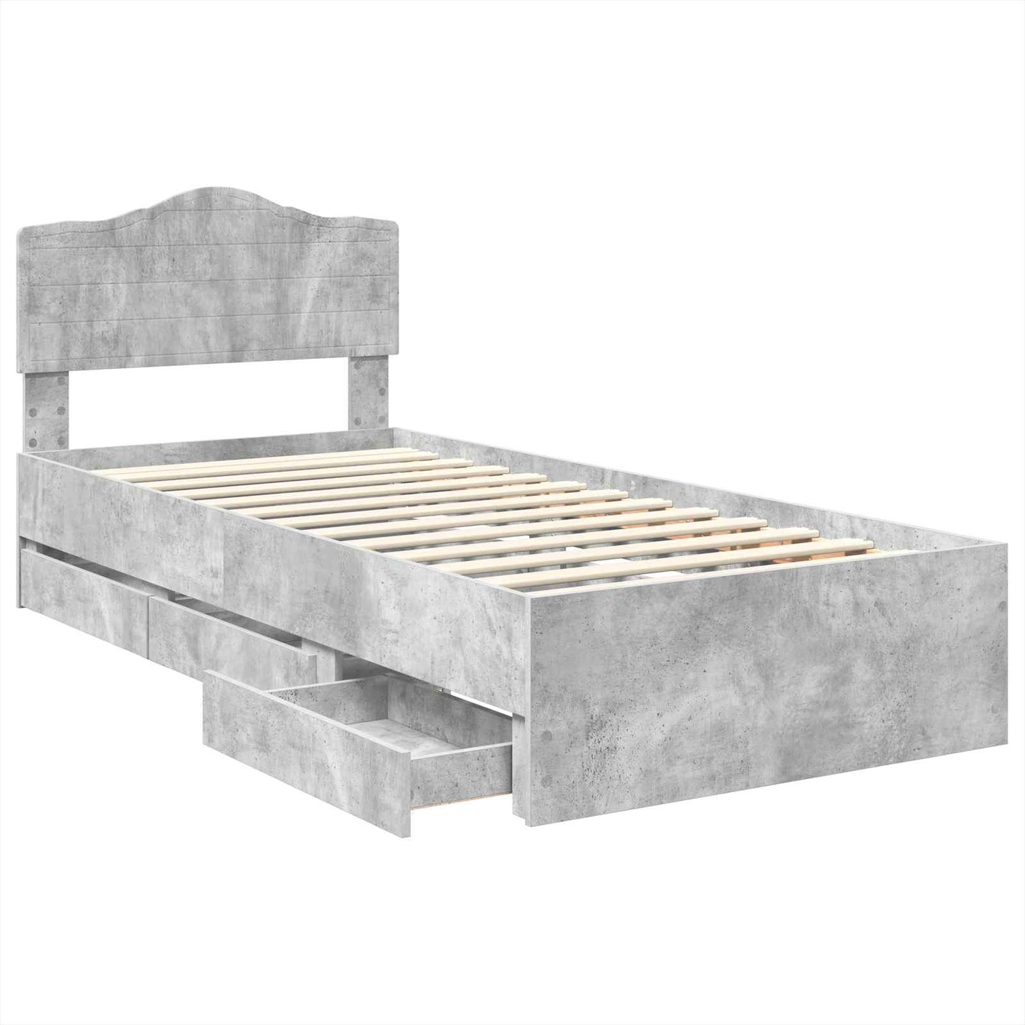 Struttura del letto con cassetto Grigio cemento 90 x 190 cm
