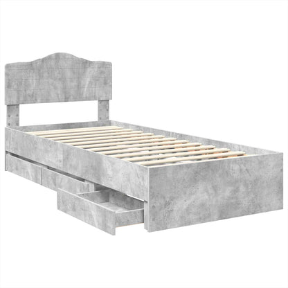 Struttura del letto con cassetto Grigio cemento 90 x 190 cm