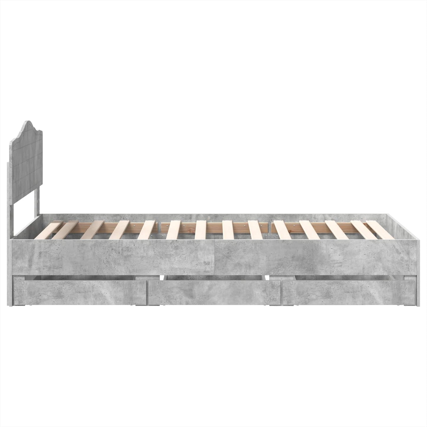 Struttura del letto con cassetto Grigio cemento 90 x 190 cm