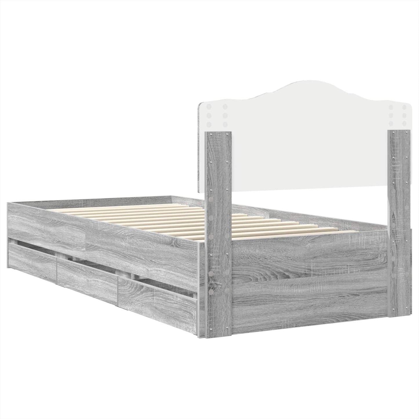 Struttura del letto con cassetto Grigio Sonoma 90 x 200 cm | homemem39