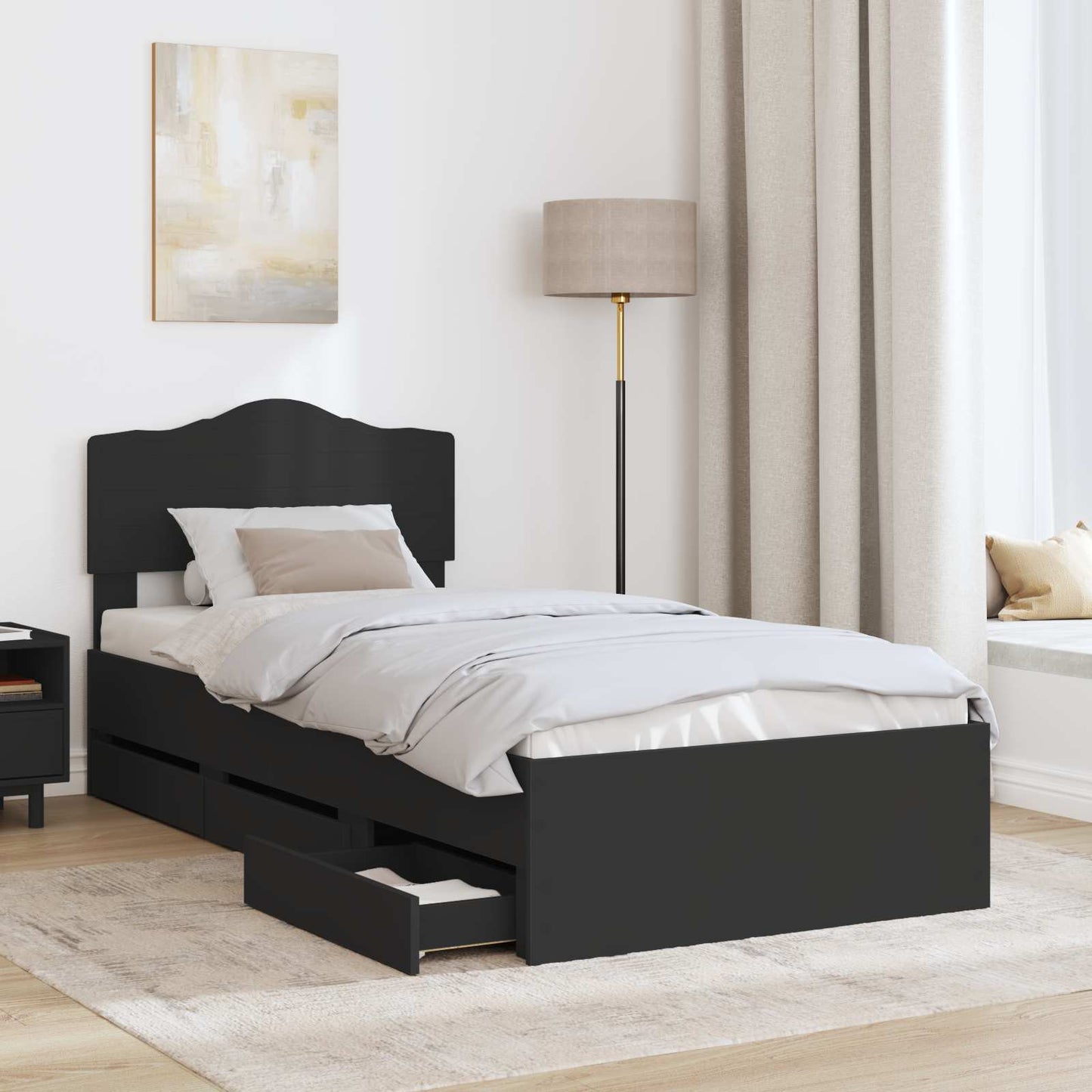 Struttura del letto Nero 75 x 190 cm Legno Ingegnerizzato