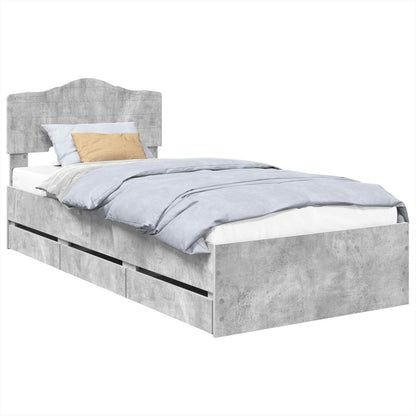 Struttura del letto con cassetto Grigio cemento 75 x 190 cm