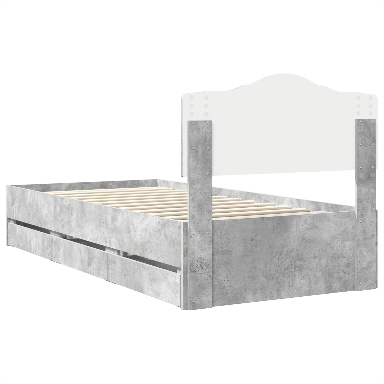 Struttura del letto con cassetto Grigio cemento 75 x 190 cm | homemem39