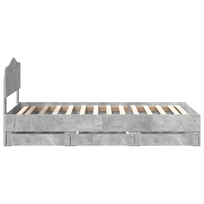 Struttura del letto con cassetto Grigio cemento 75 x 190 cm
