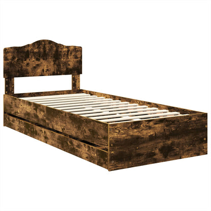 Struttura del letto con cassetto Rovere fumé 75 x 190 cm