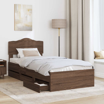 Struttura del letto con cassetto Rovere Marrone 75 x 190 cm