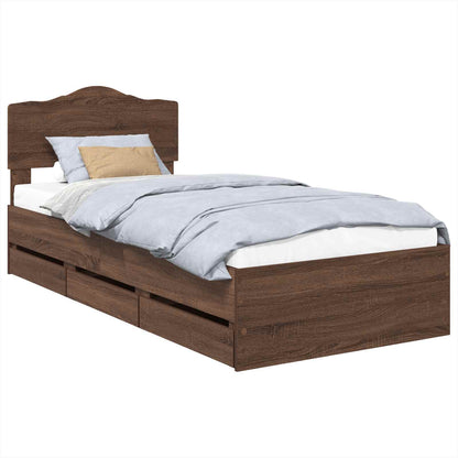 Struttura del letto con cassetto Rovere Marrone 75 x 190 cm