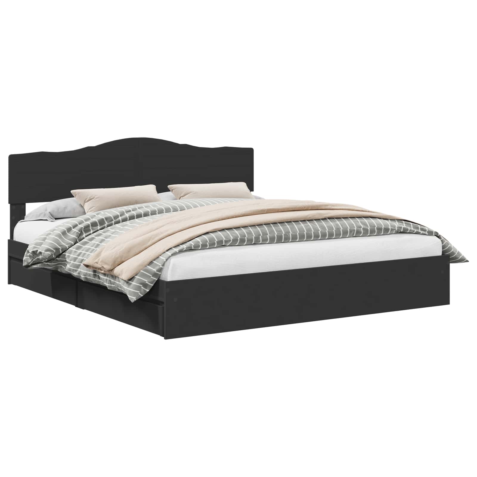 Letto con Contenitore Nero 200 x 200 cm Legno multistrato | homemem39