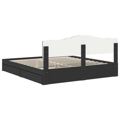 Letto con Contenitore Nero 200 x 200 cm Legno multistrato | homemem39