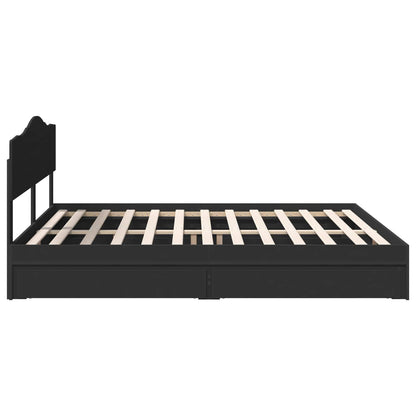 Letto con Contenitore Nero 200 x 200 cm Legno multistrato | homemem39