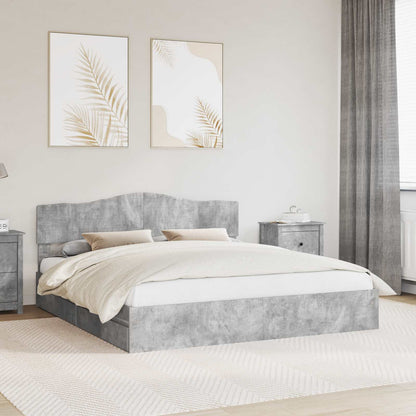Letto con Contenitore con testiera Grigio cemento 200 x 200 cm | homemem39